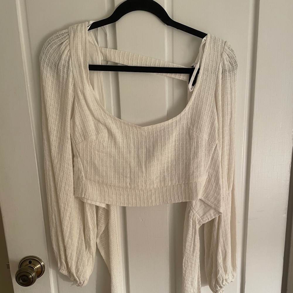 Petal & Pup White long sleeve shirt with open back